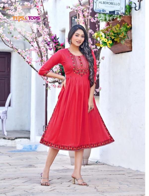 Tips And Tops Nyra Heavy Rayon Anarkali Kurti Collection